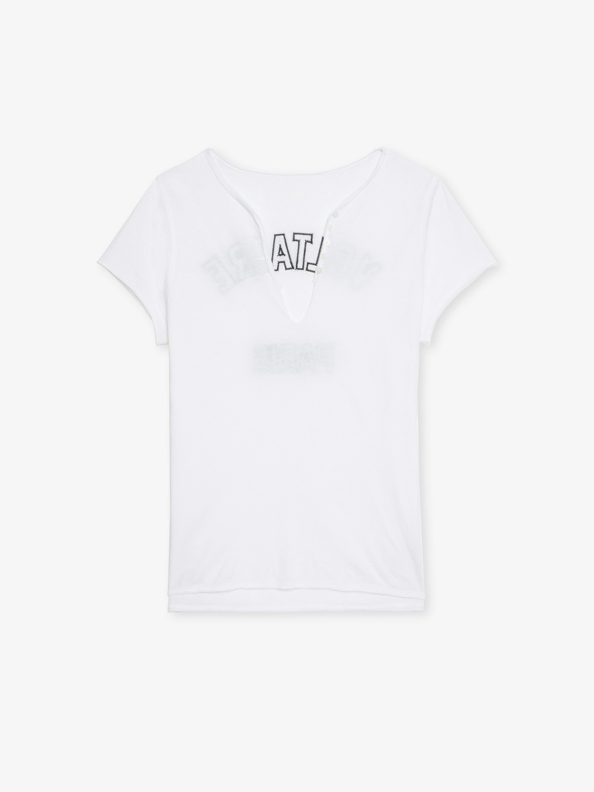 Women's White Henley Shirt - 1