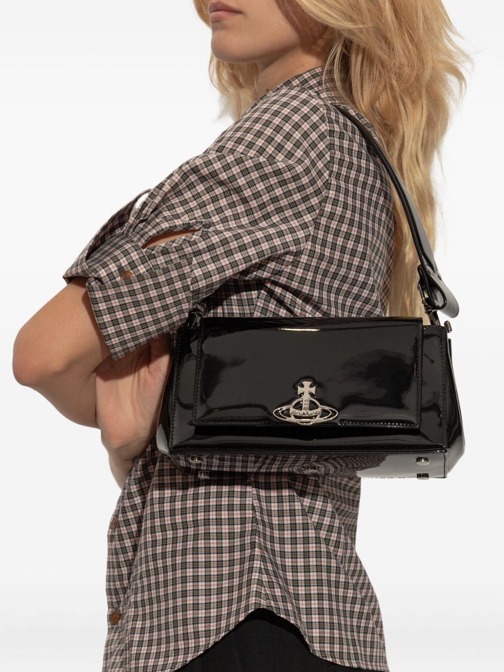 patent-leather orb shoulder bag - 2