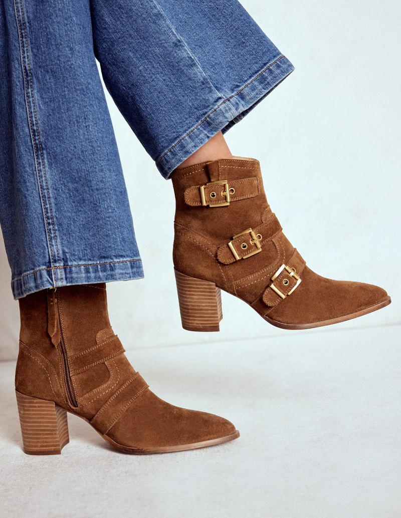 BODEN Heeled Buckled Ankle Boot-Cognac outlook