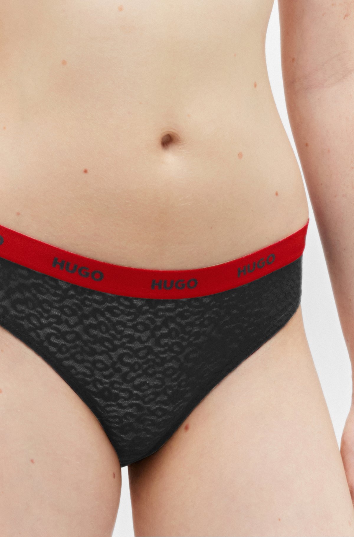 STRETCH-LACE BRIEFS WITH LOGO WAISTBAND - 3