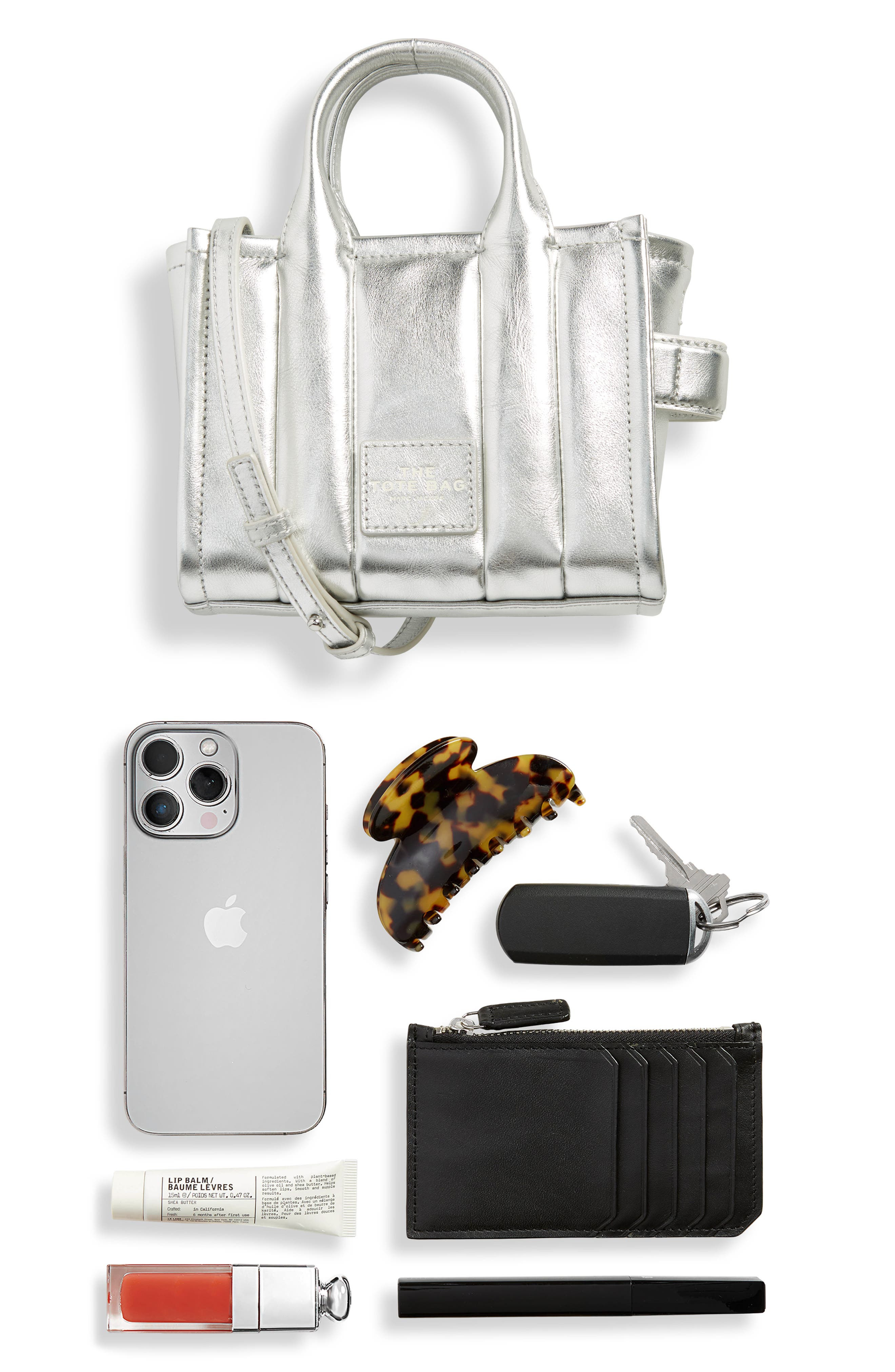 Marc Jacobs The Metallic Leather Crossbody Tote Bag in Silver at Nordstrom - 9