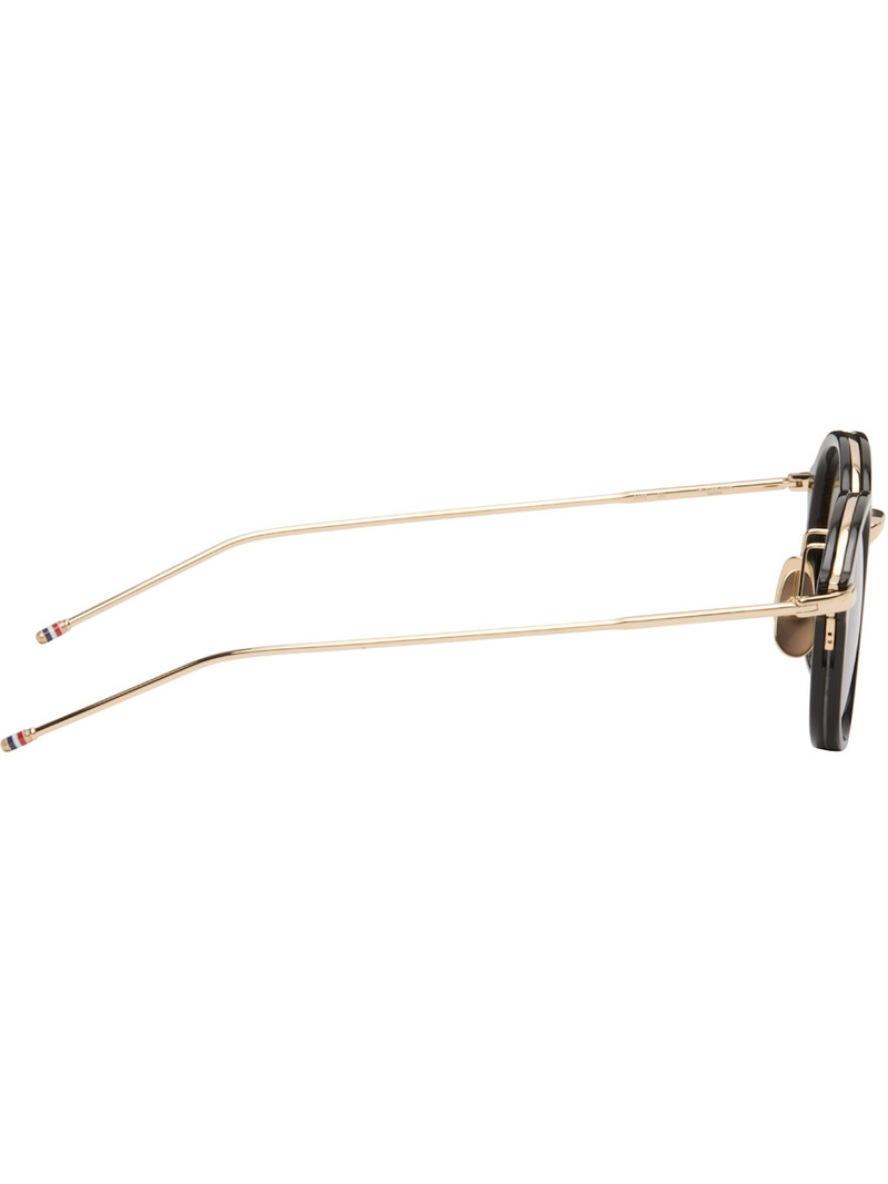 Thom Browne Black & Gold Acetate & Titanium Round Sunglasses outlook