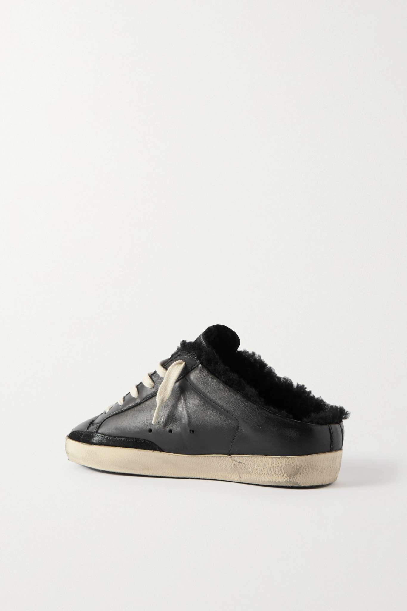 Super-Star Sabot distressed shearling-lined leather slip-on sneakers - 3