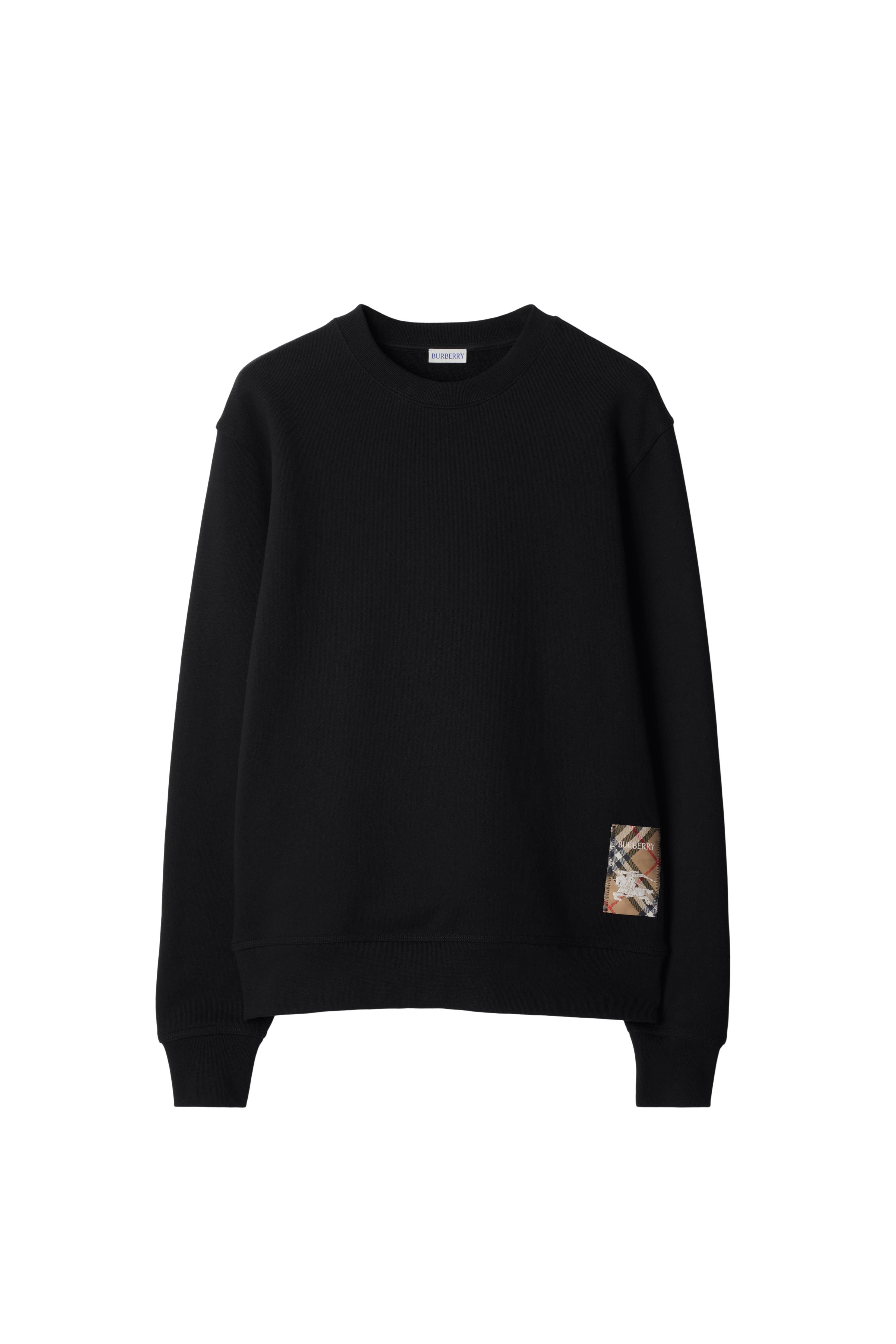 burberry Check Label Cotton Sweatshirt in Black at Nordstrom - 3