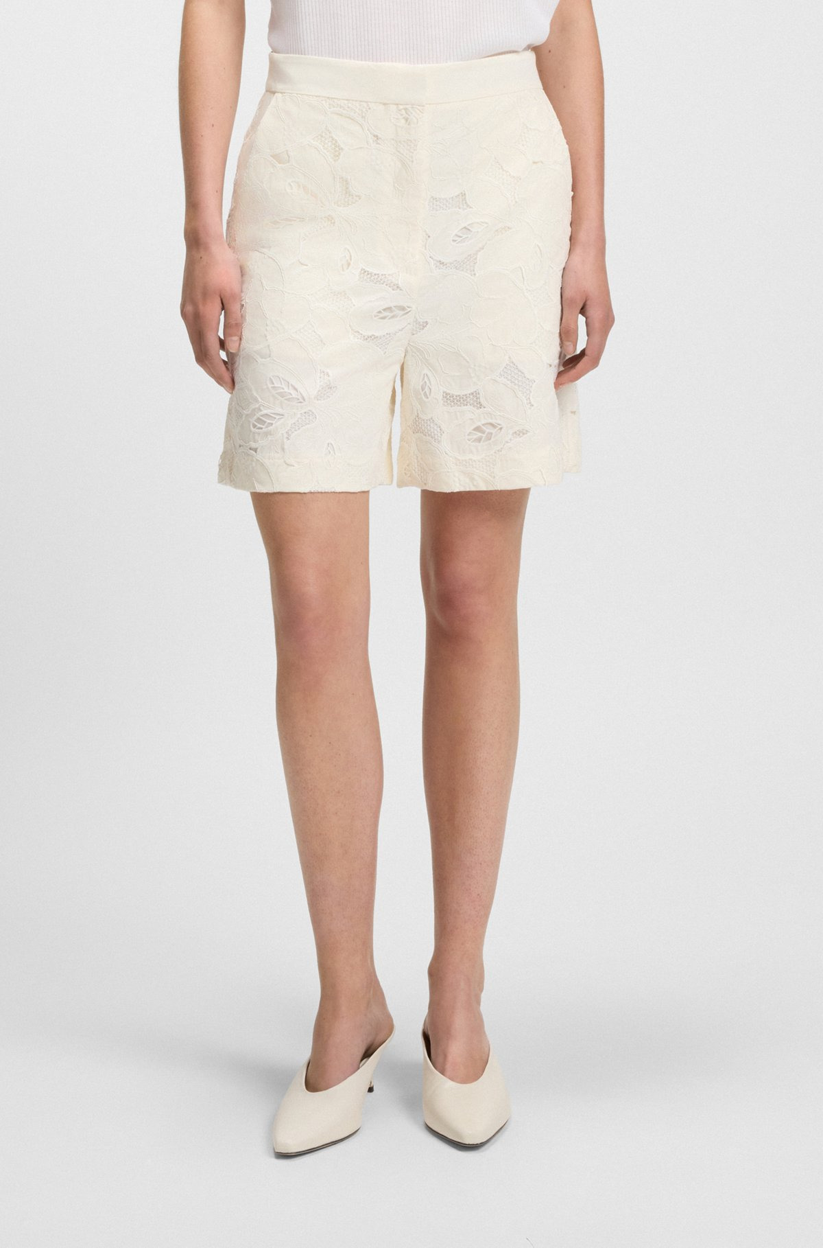 WIDE-LEG SHORTS WITH BRODERIE ANGLAISE - 2