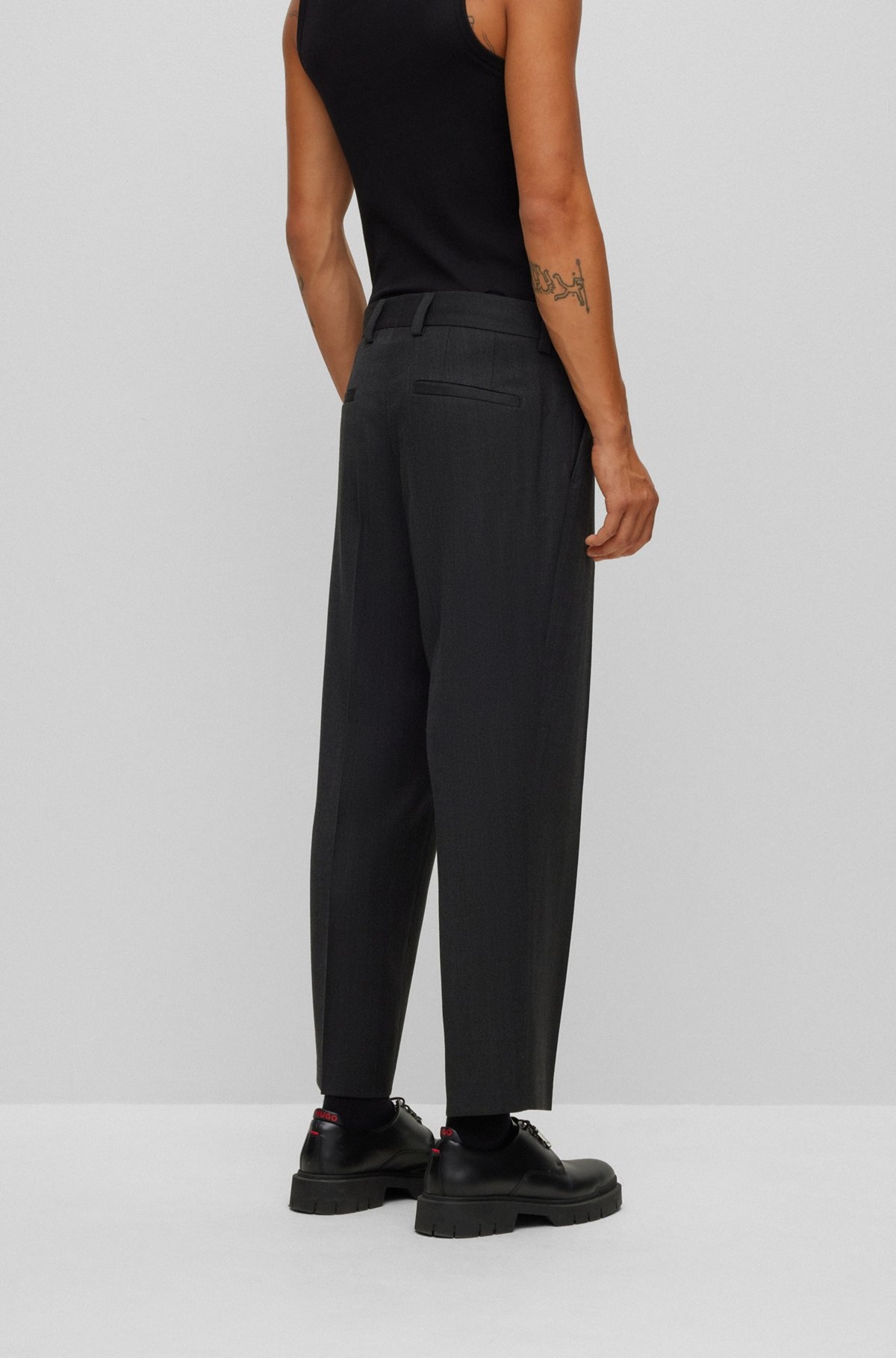 DOUBLE-BREASTED SLIM-FIT SUIT IN HERRINGBONE FABRIC - 8