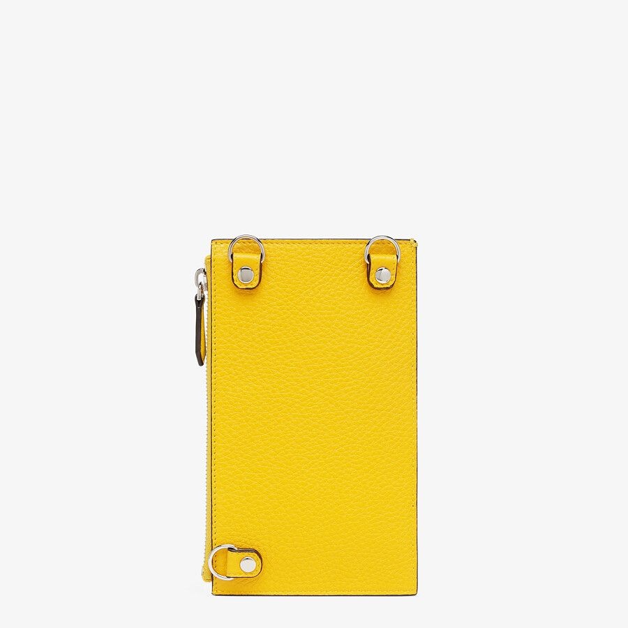 Yellow leather mobile phone holder - 4