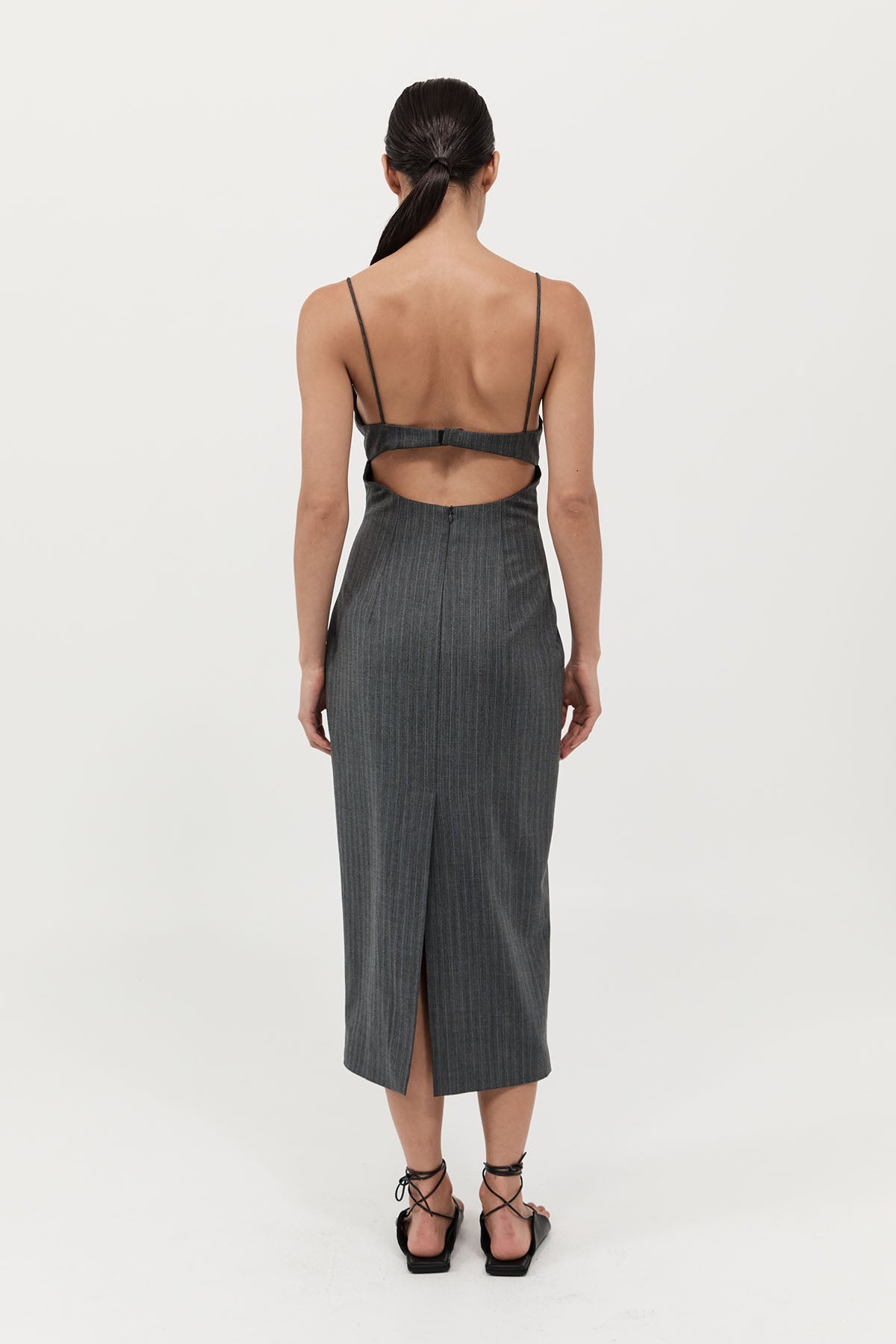 Pinstripe Bra Dress - Stone Blue Stripe - 6