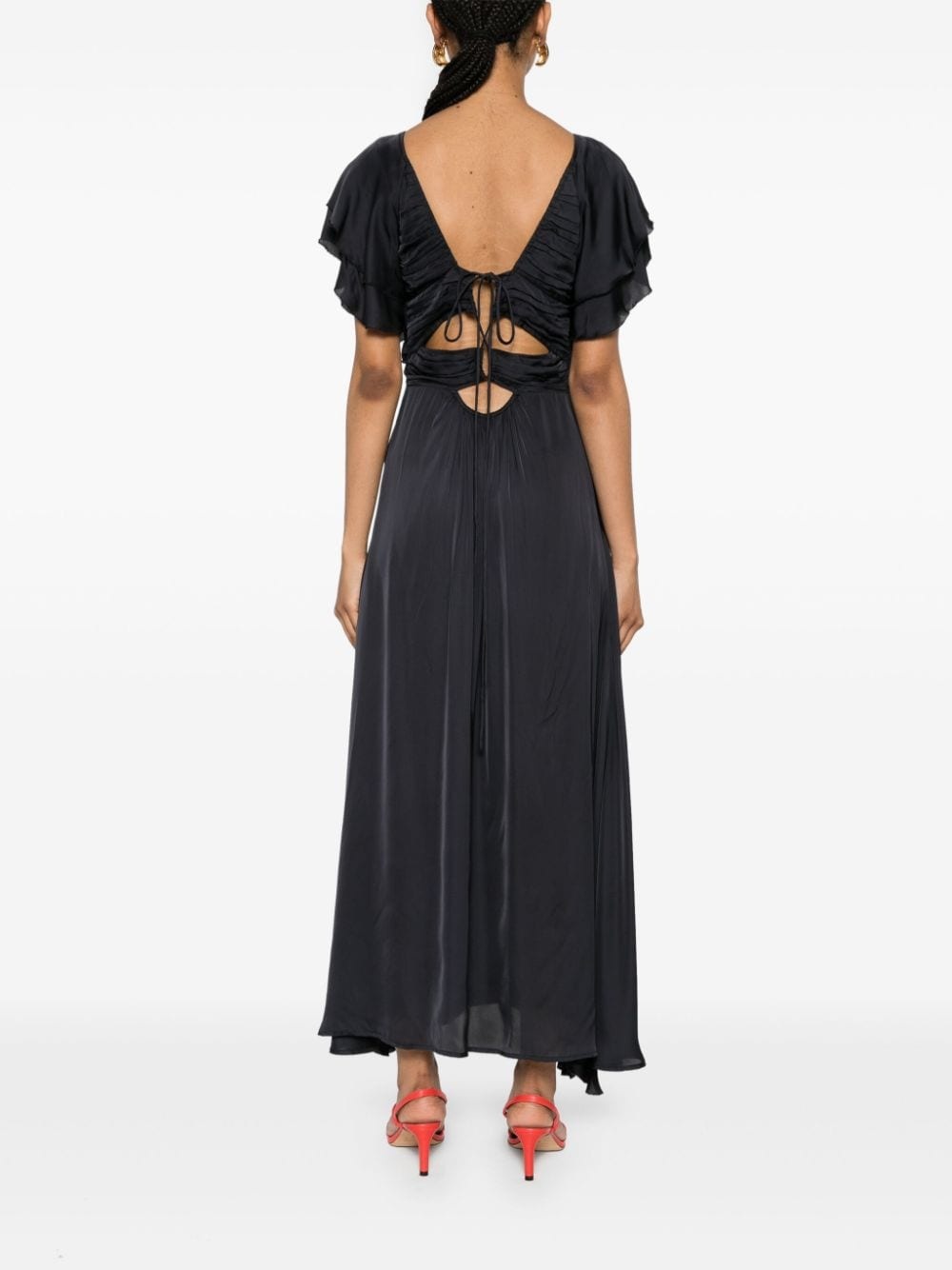 pleated cut-out maxi dress - 4