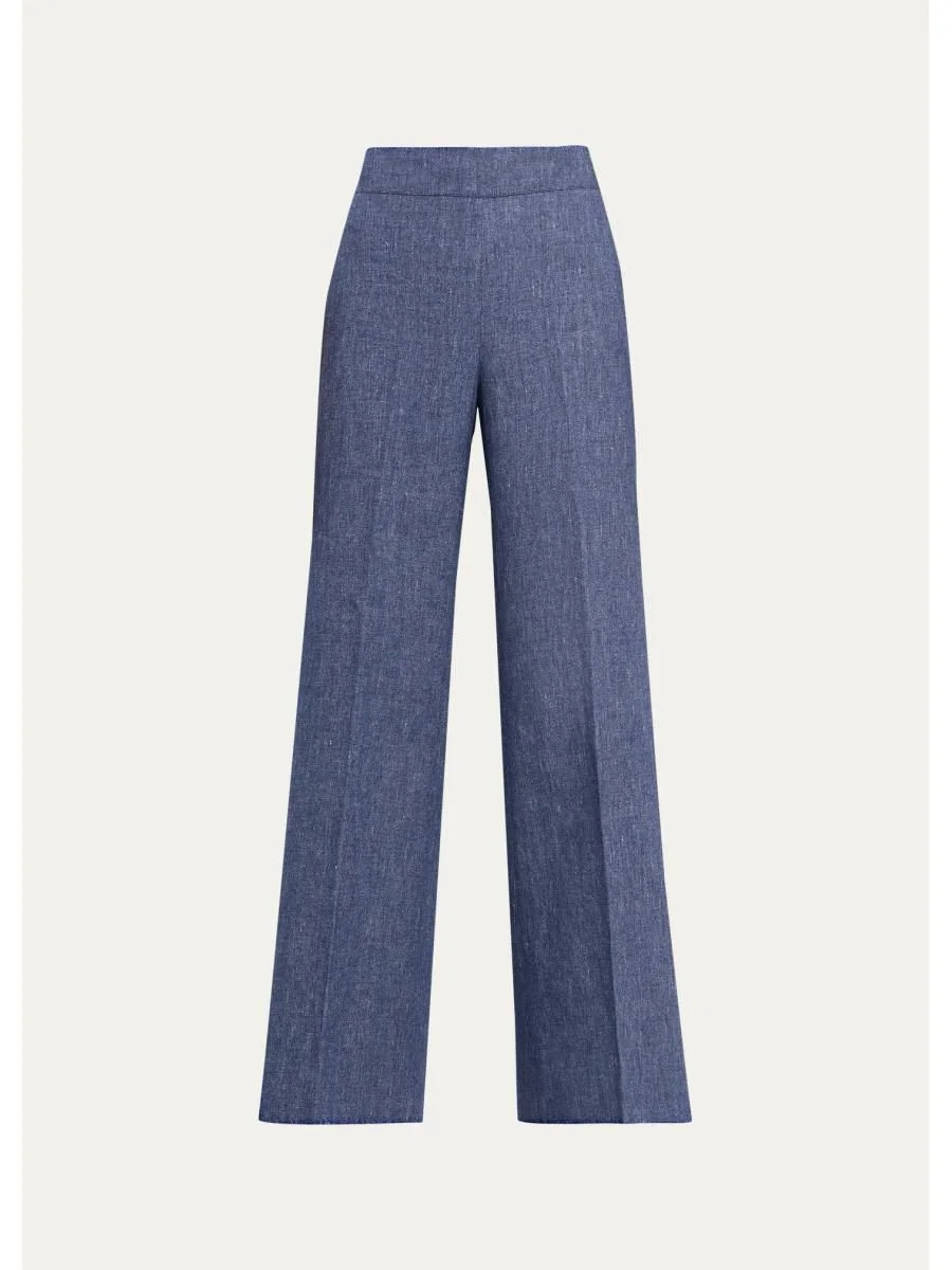 Diane Wool-Blend Flannel Wide-Leg Pants - 1