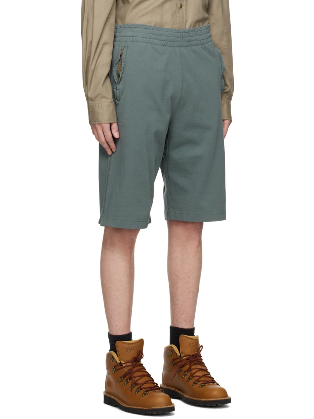 Khaki Exposed Seam Shorts - 4
