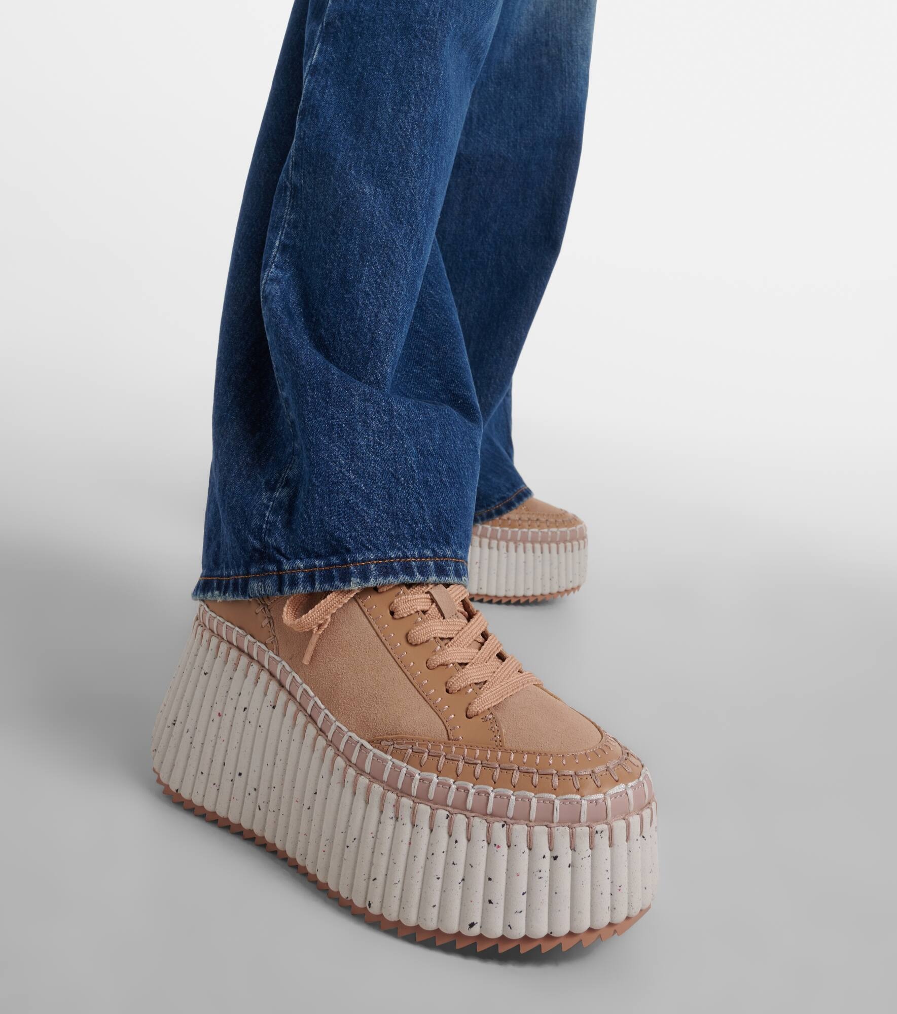 Nama 80 suede and leather wedge sneakers - 4
