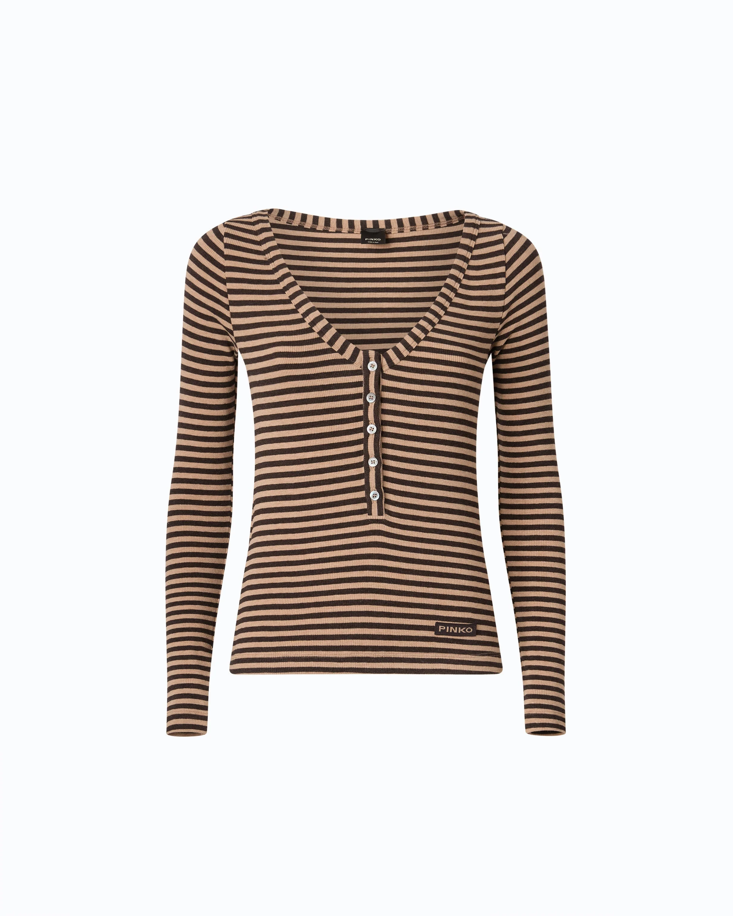 STRIPED WOOL-BLEND HENLEY SWEATER - 1