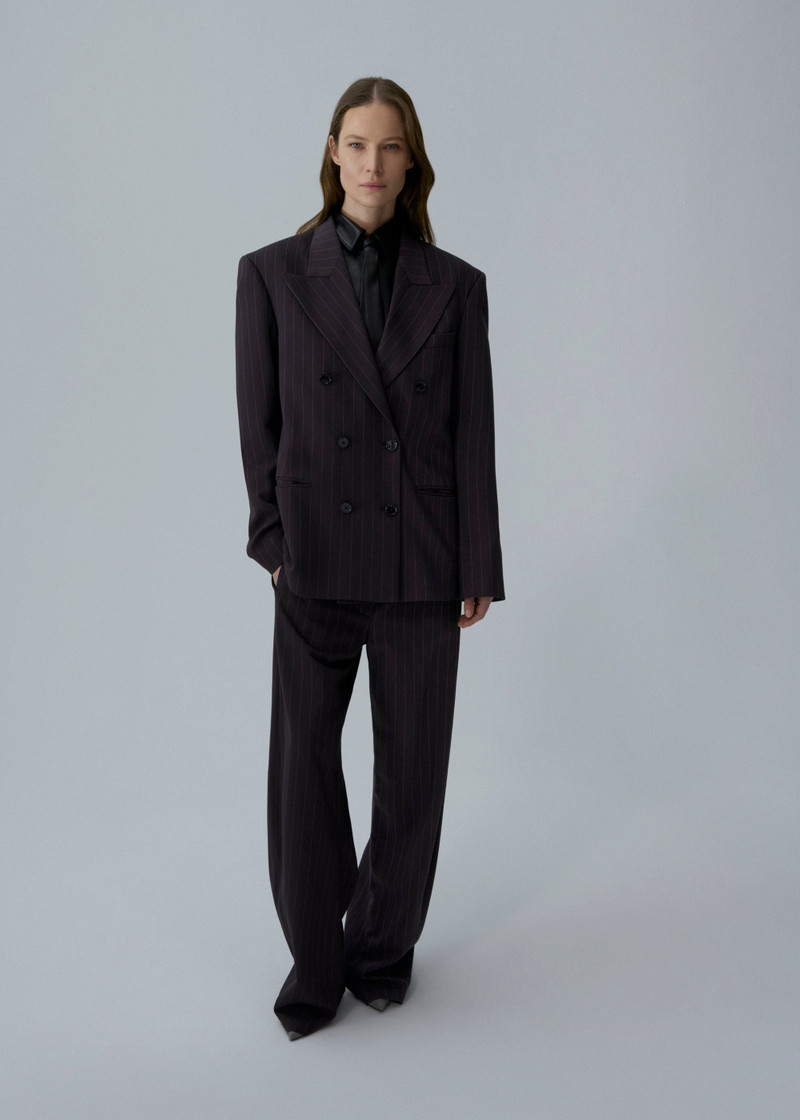 MAGDA BUTRYM Wide-leg pinstripe trousers in dark brown outlook