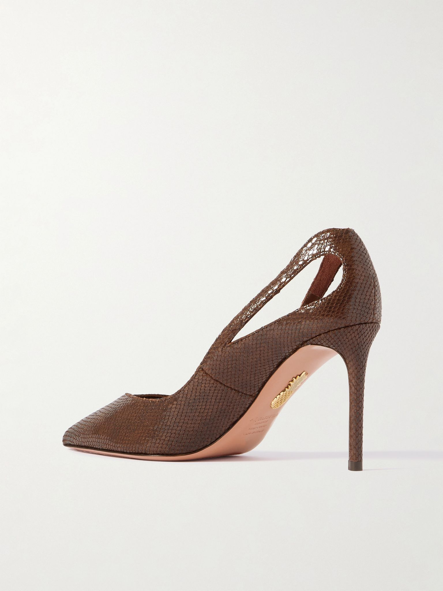 Sheeva 85 cutout snake-effect leather pumps Dark brown - 3