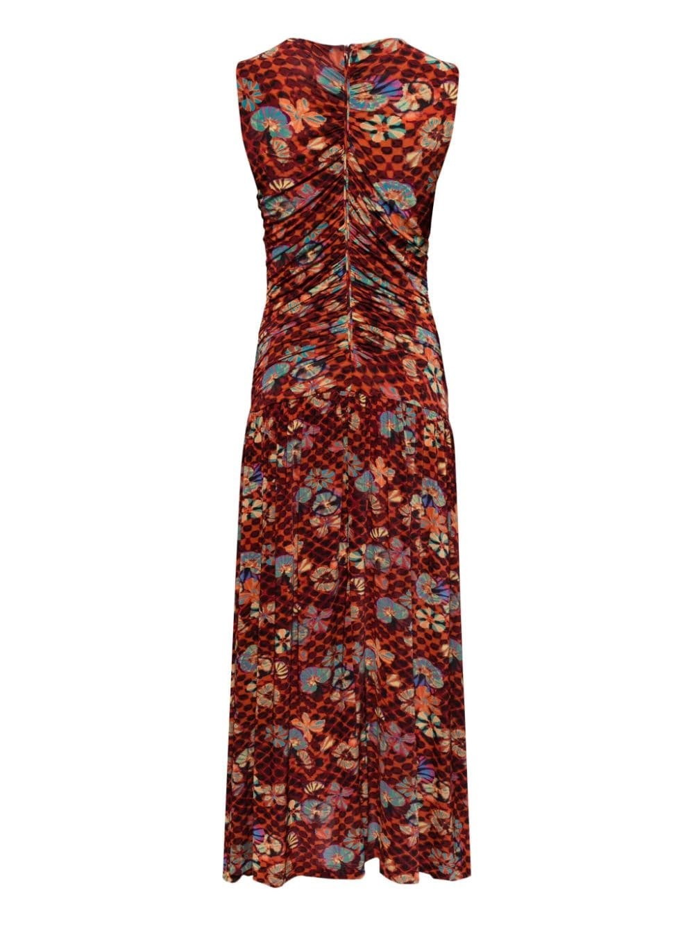 floral-print draped dress - 2