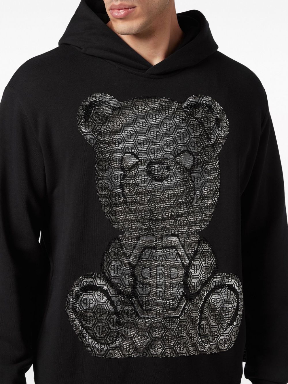 teddy bear-print cotton hoodie - 5
