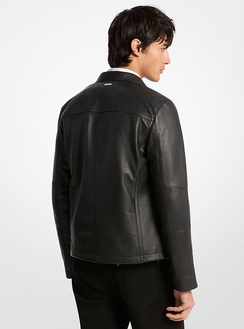 MICHAEL KORS Leather Double-Zip Racer Jacket outlook