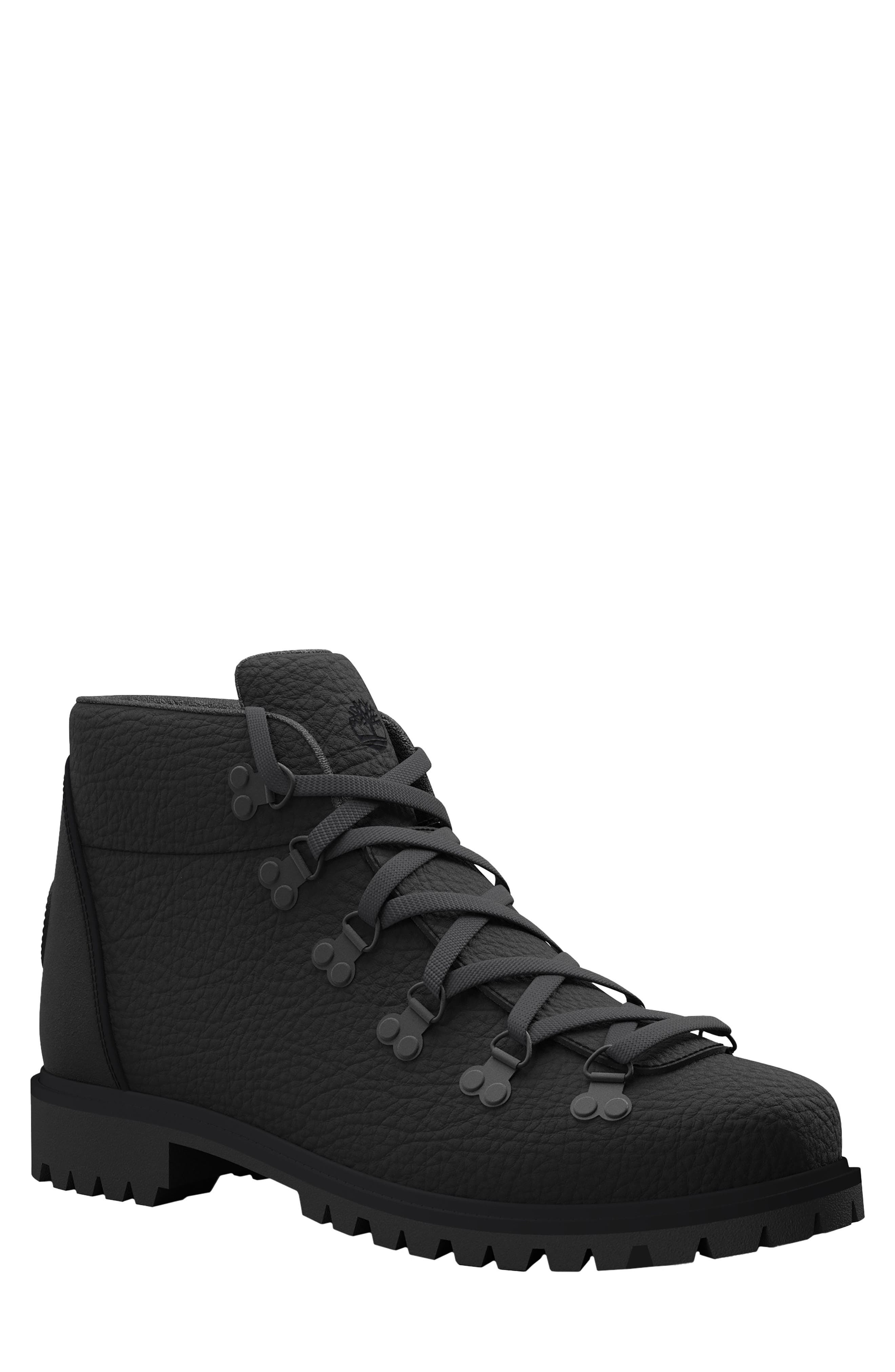 Timberland Authentic Hike Waterproof Mid Hiking Boot in Black Full Grain at Nordstrom - 7