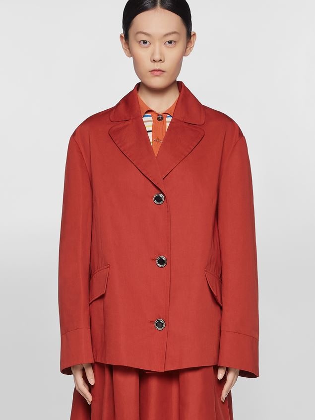 EGG-SHAPED COTTON DRILL JACKET WITH PRINTED LINING - 5
