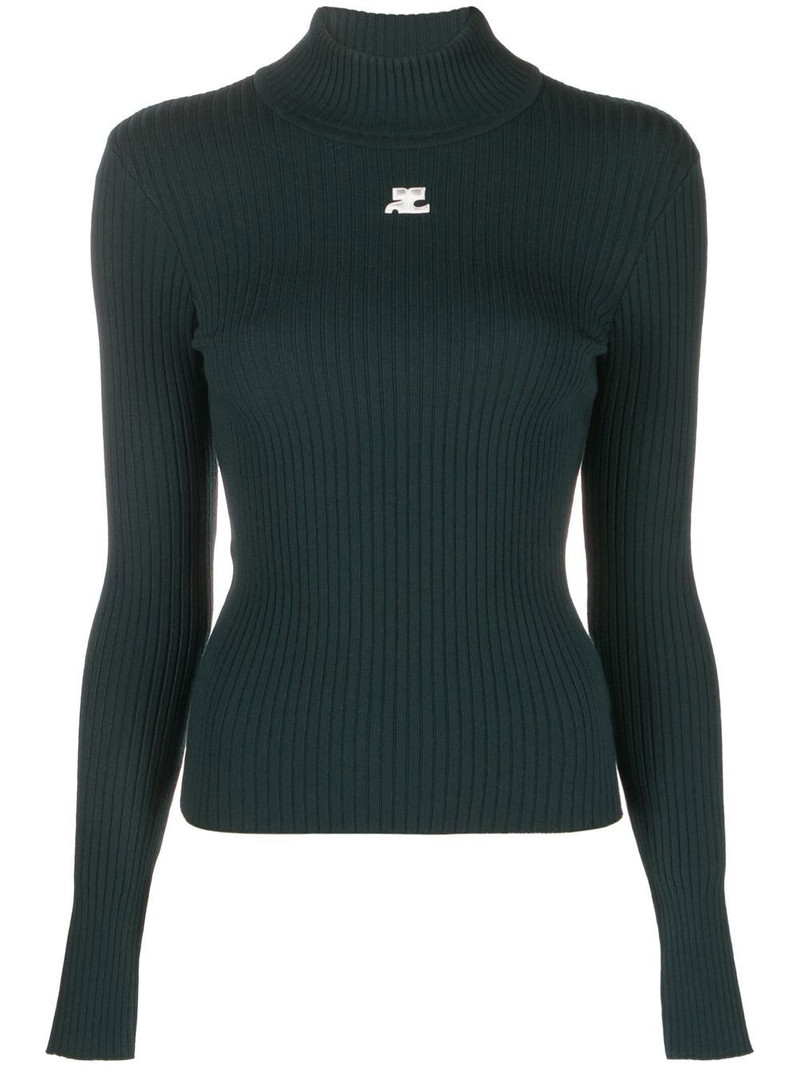 logo-patch ribbed-knit jumper 1