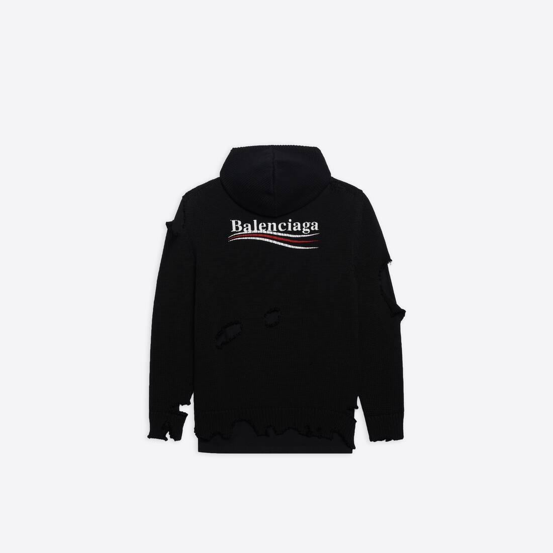 Political Campaign Destroyed Hoodie in Black - 5