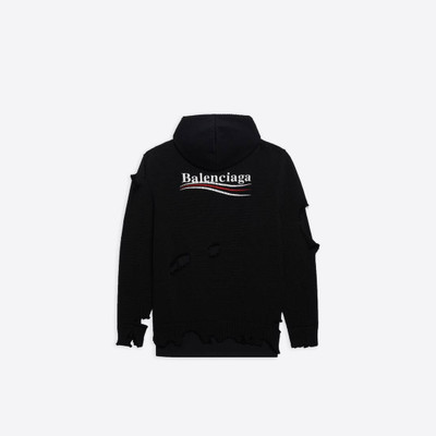 BALENCIAGA Political Campaign Destroyed Hoodie in Black outlook