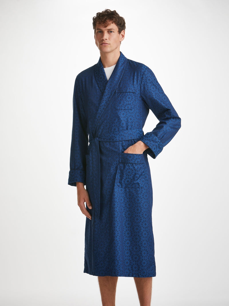Men's Dressing Gown Paris 26 Cotton Jacquard Navy - 2