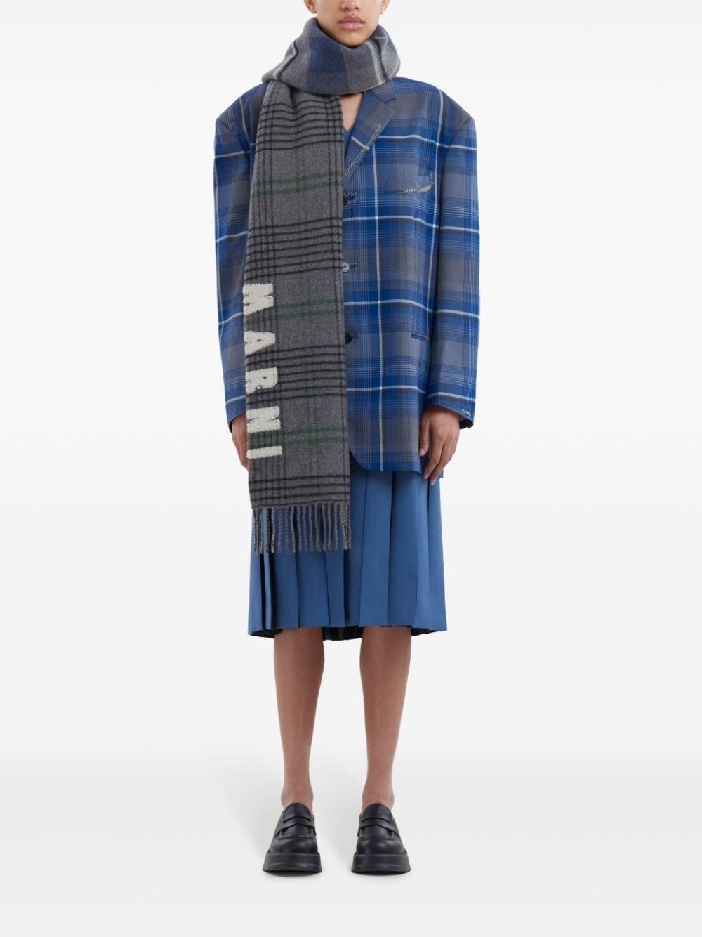 intarsia-knit logo scarf - 4