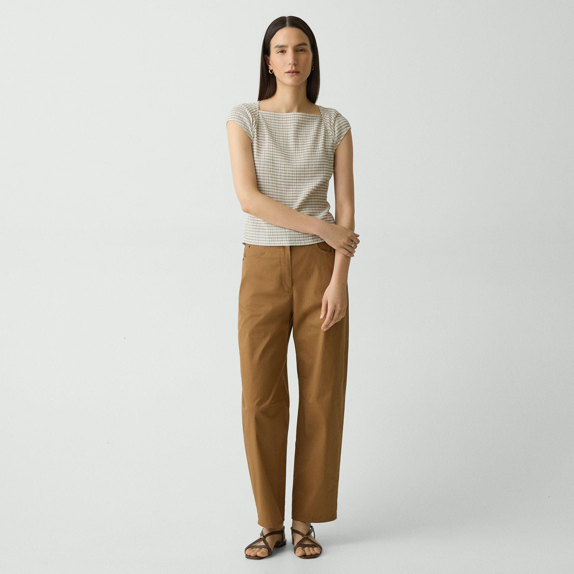 Cap Sleeve Top in Crinkle Check - 6