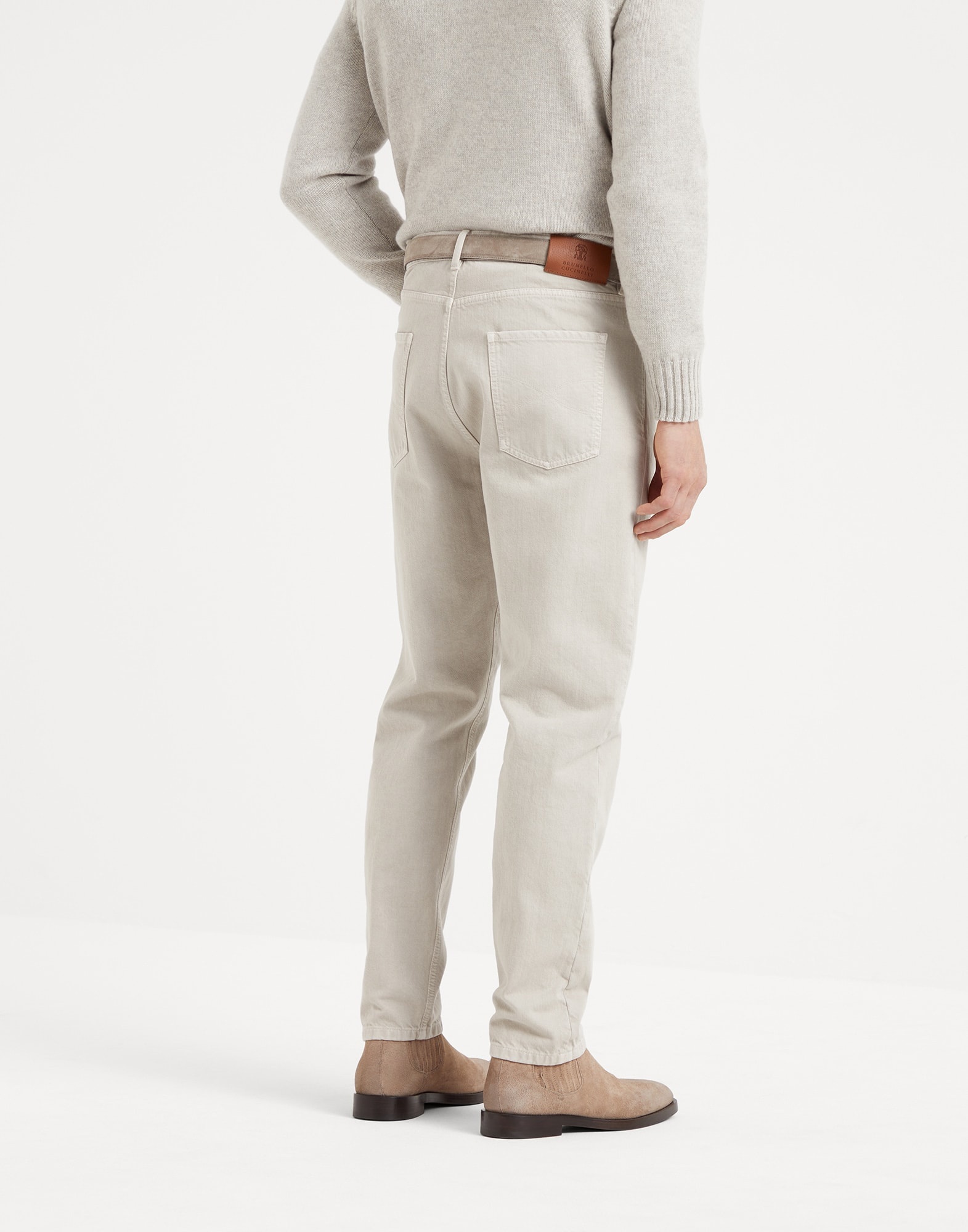 Garment-dyed iconic fit five-pocket trousers in slubbed denim - 2