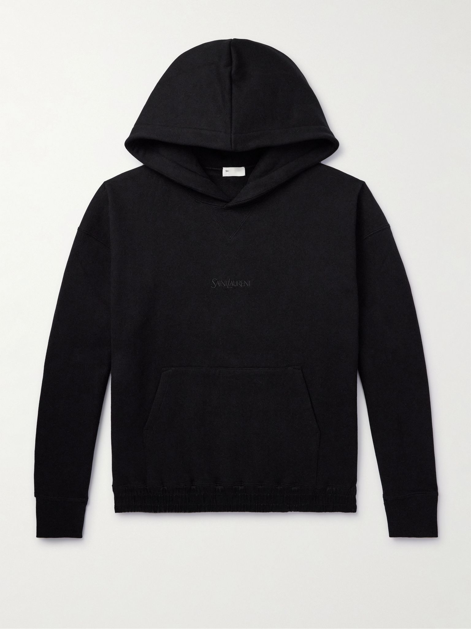 Logo-Embroidered Cotton-Jersey Hoodie Black - 1