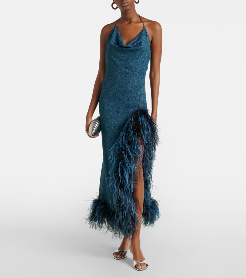 Oséree Lumière Plumage halterneck midi dress outlook