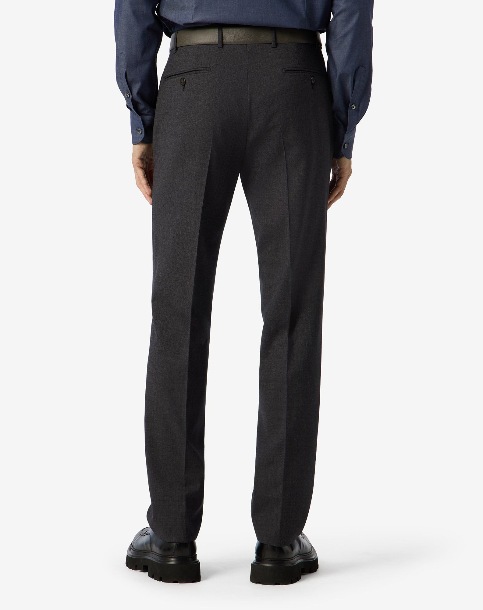 Anthracite grey stretch wool bengaline trousers - 4
