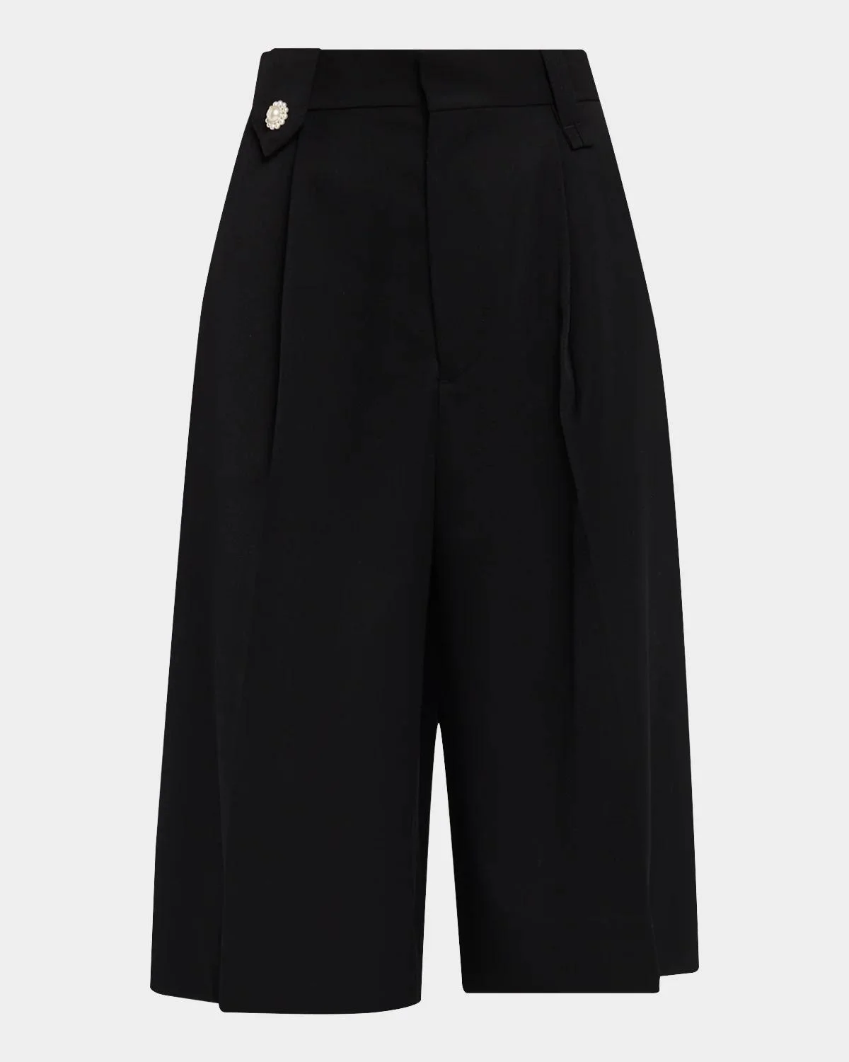 Tailored Wide-Leg Pleated Shorts - 1