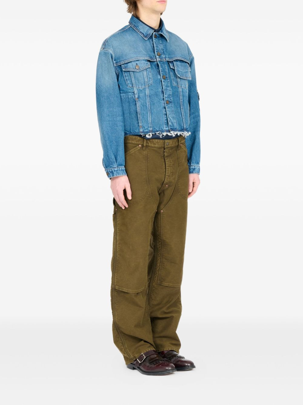 frayed denim jacket - 3