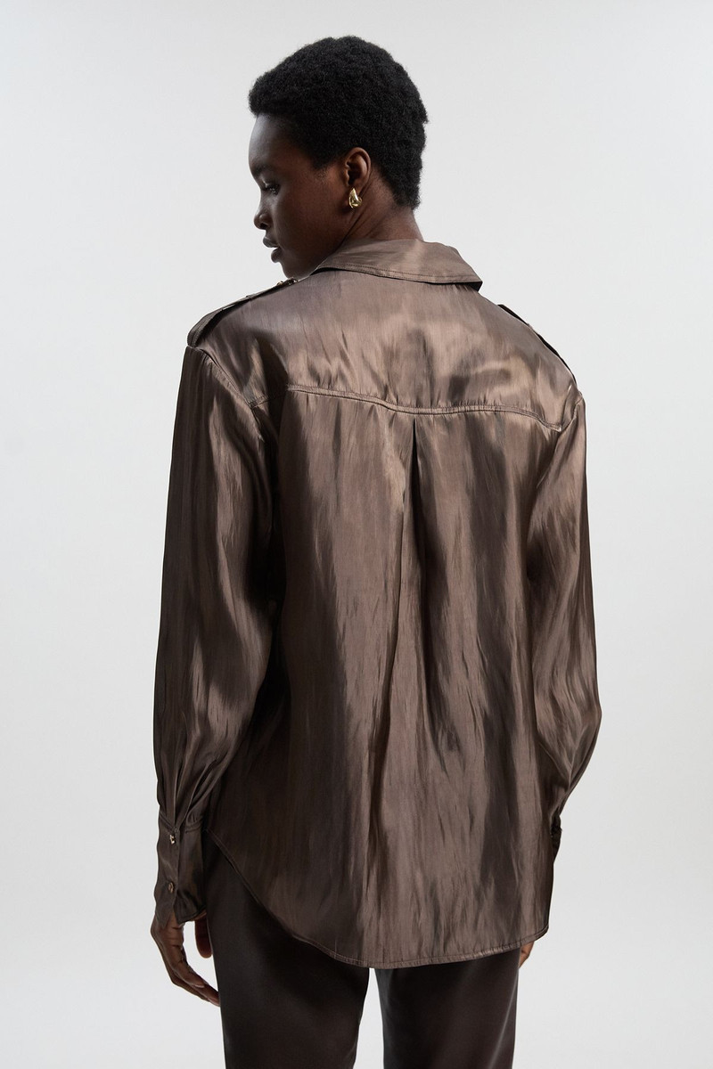 Metallic Woven Collared Shirt 5
