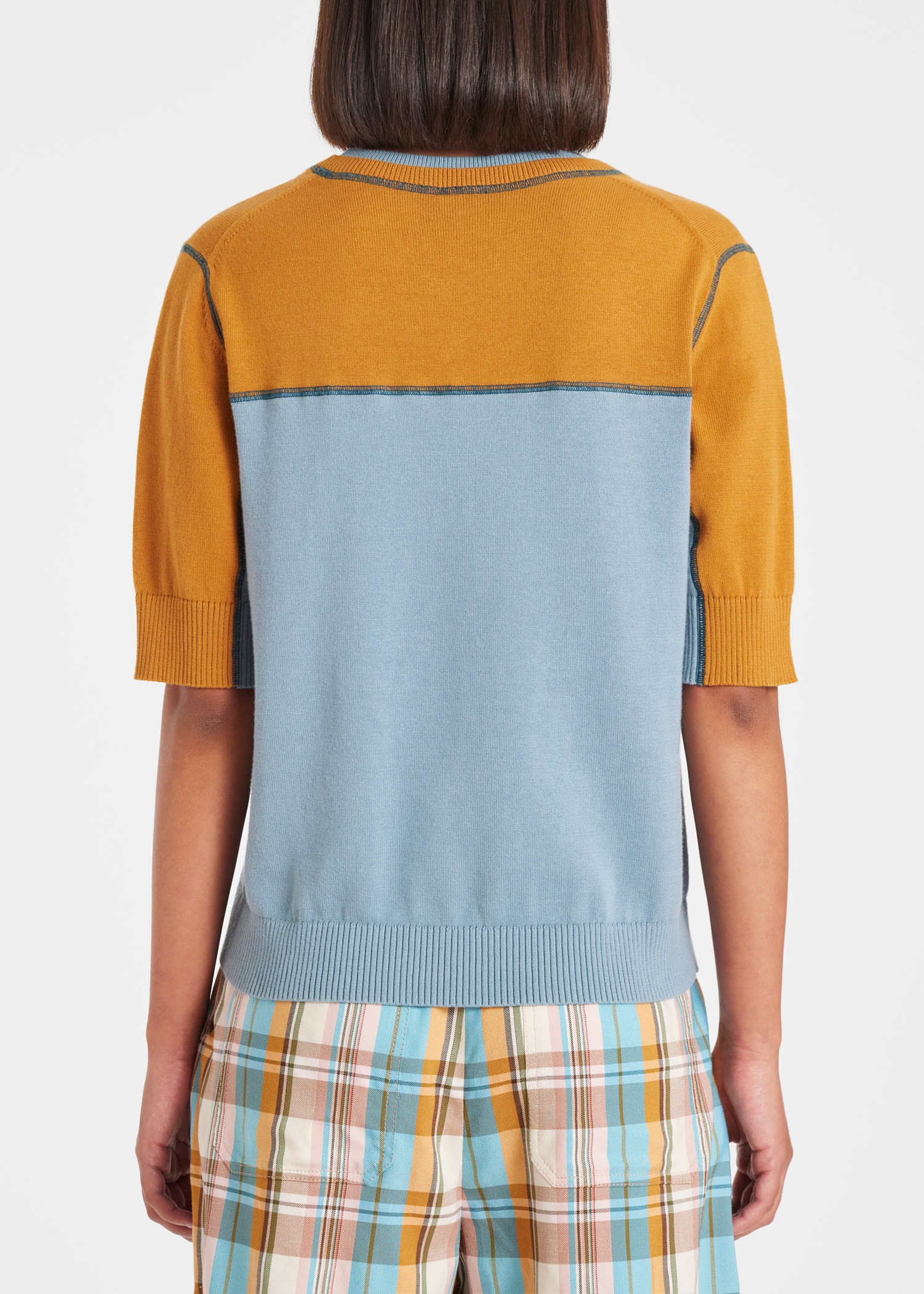 Blue Contrast Knitted Top - 4
