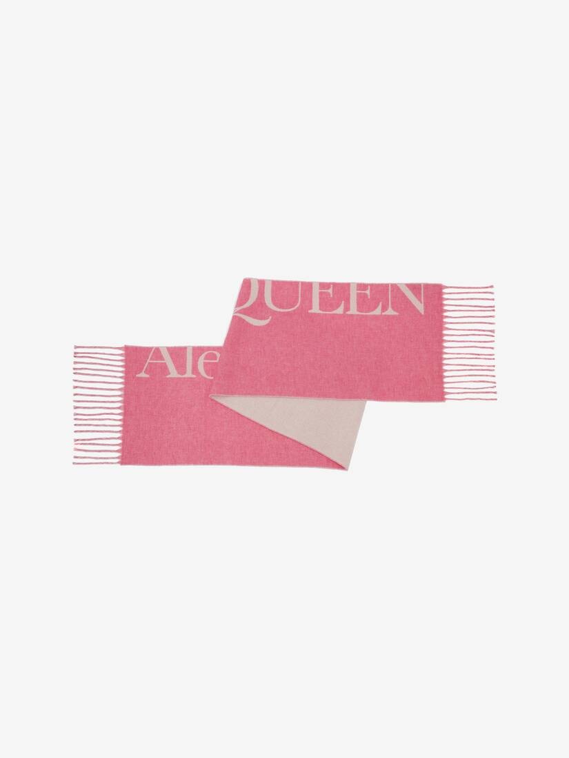 Cosy Giant Alexander Mcqueen Scarf in Fuxia/ivory - 4