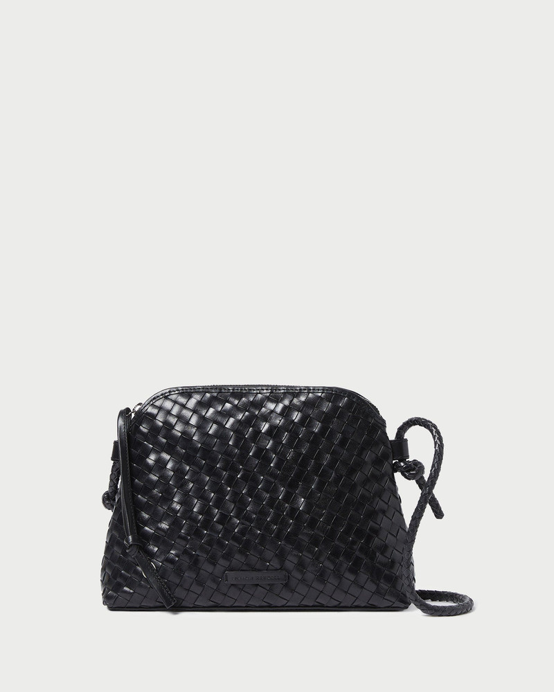 Mallory Black Woven Leather Crossbody 1