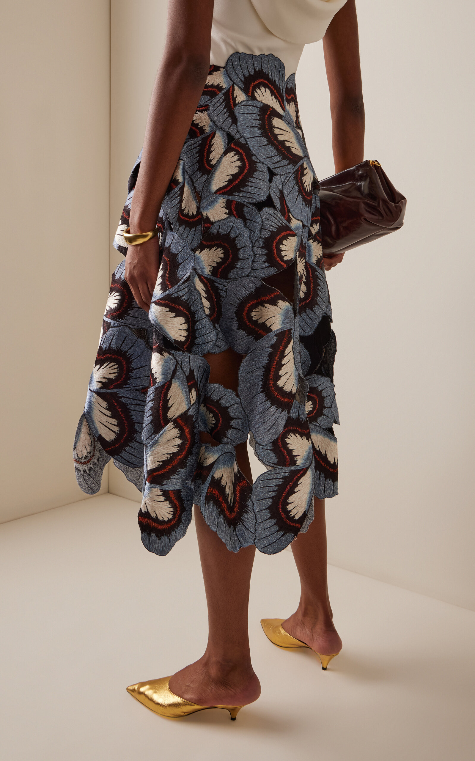 Embroidered Threadwork Midi Skirt blue - 4