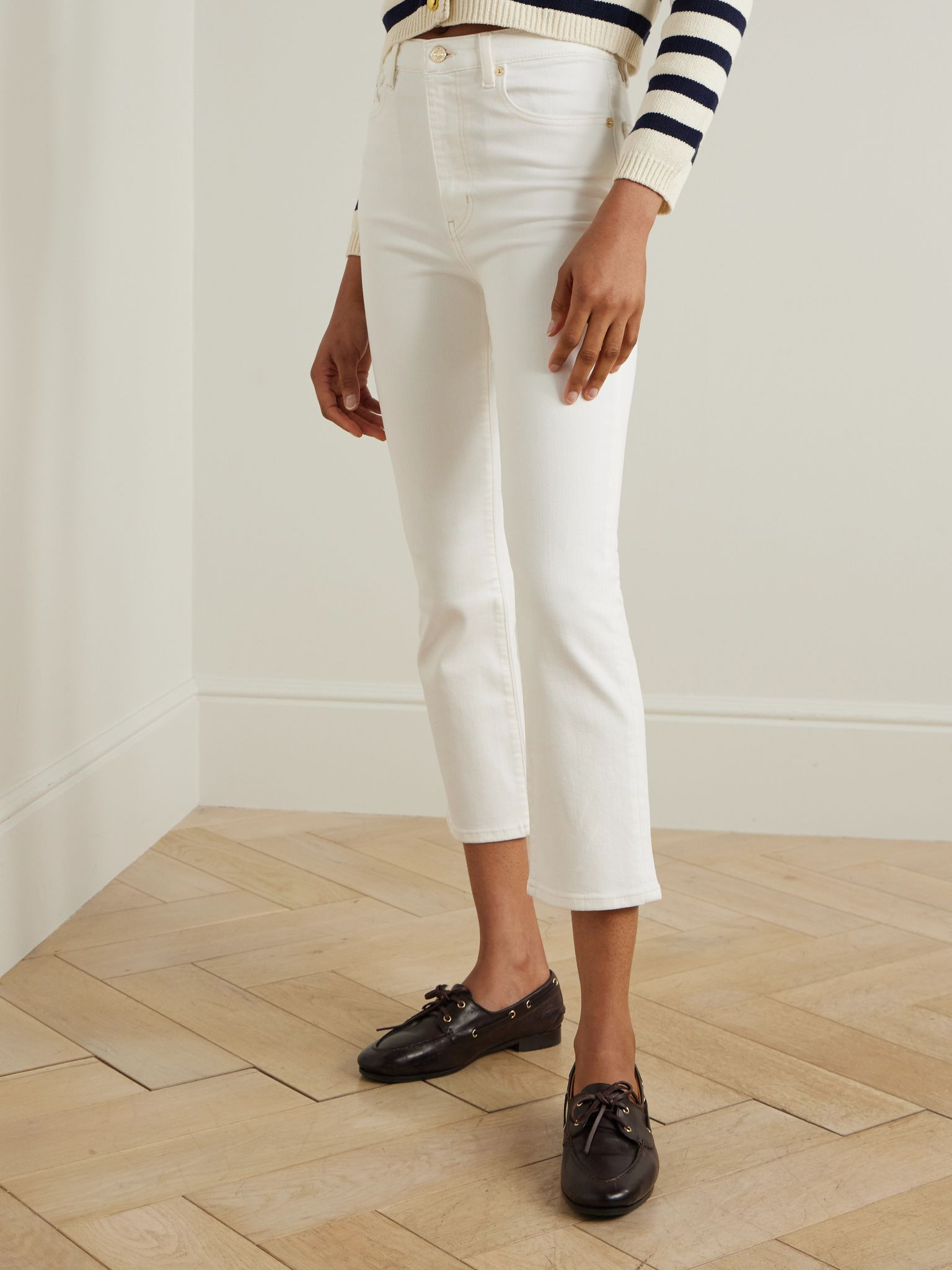 The Pencil cropped high-rise slim-leg jeans White - 3