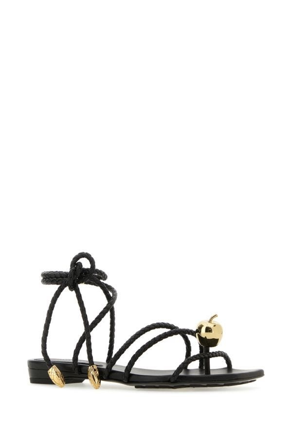 サンダル・ミュール BOTTEGA VENETA BLACK LEATHER FLAT ADAM SANDALS Bottega Veneta® Women's Adam Flat Sandal in Black. Shop