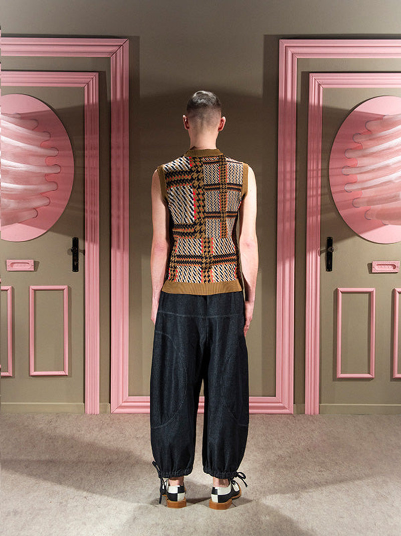 DUSK KNITTED VEST - ORANGE MIXED CHECKS 4