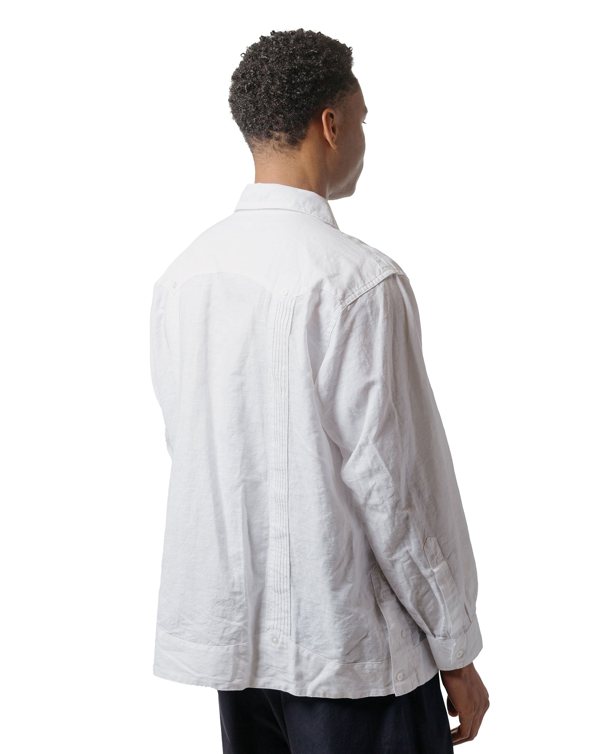 Guayabera Shirt White Handkerchief Linen - 3