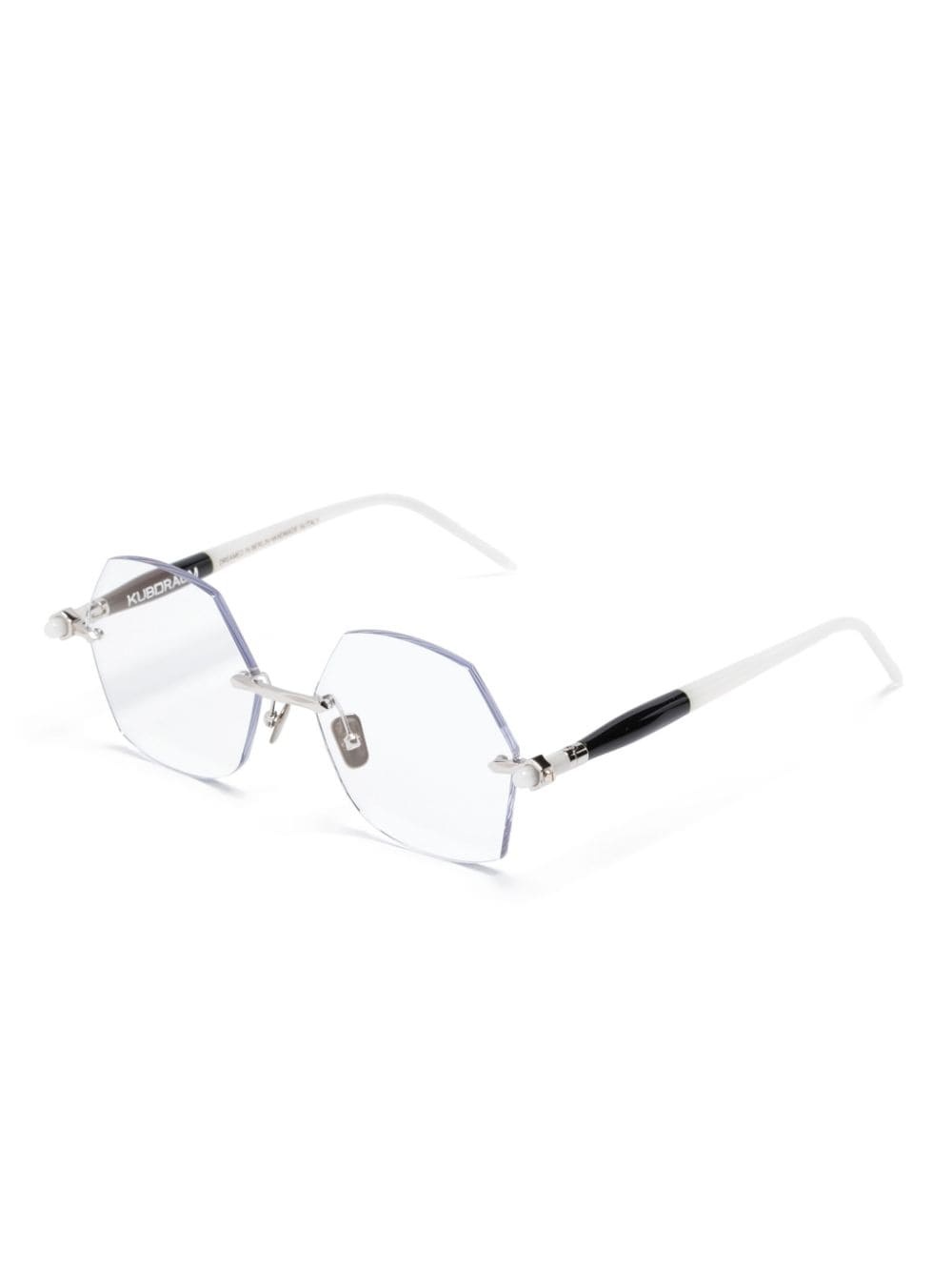 logo-print geometric-frame glasses - 2