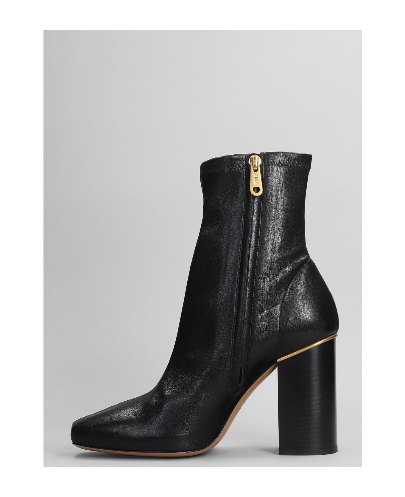 Ambre High Heels Ankle Boots In Black Leather - 3