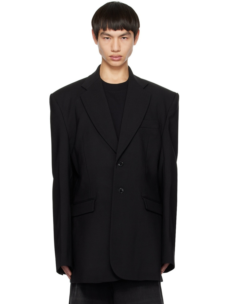 Black Notched Blazer - 1