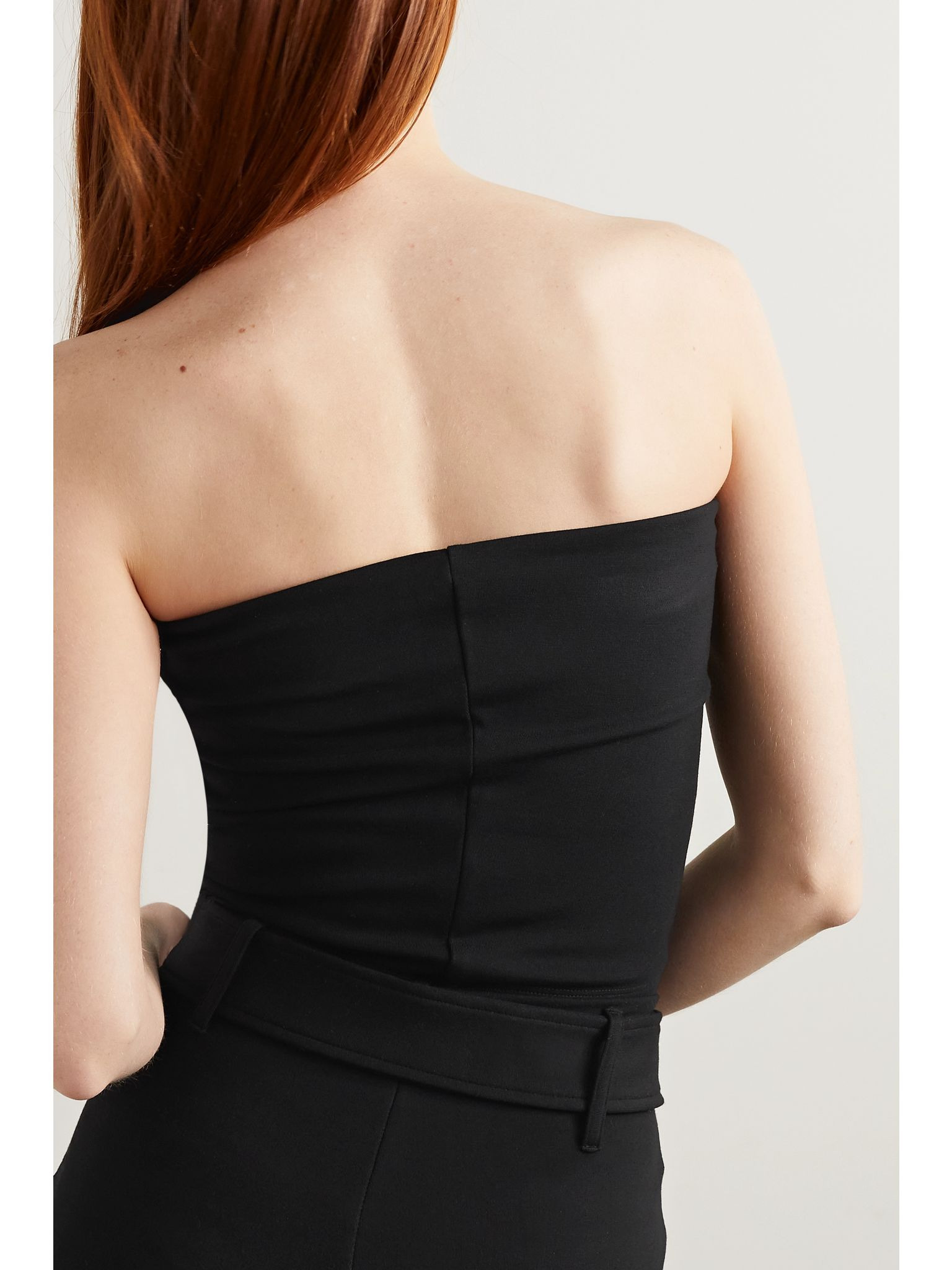 Rio strapless cropped stretch-ponte top Black - 3