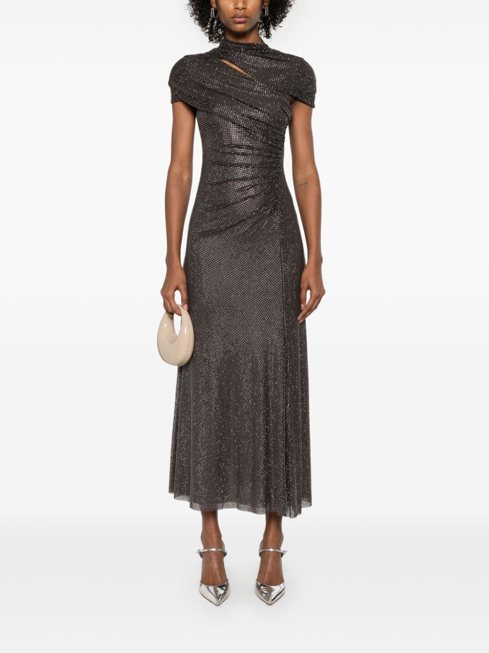 self-portrait rhinestone cut-out midi dress | farfetch